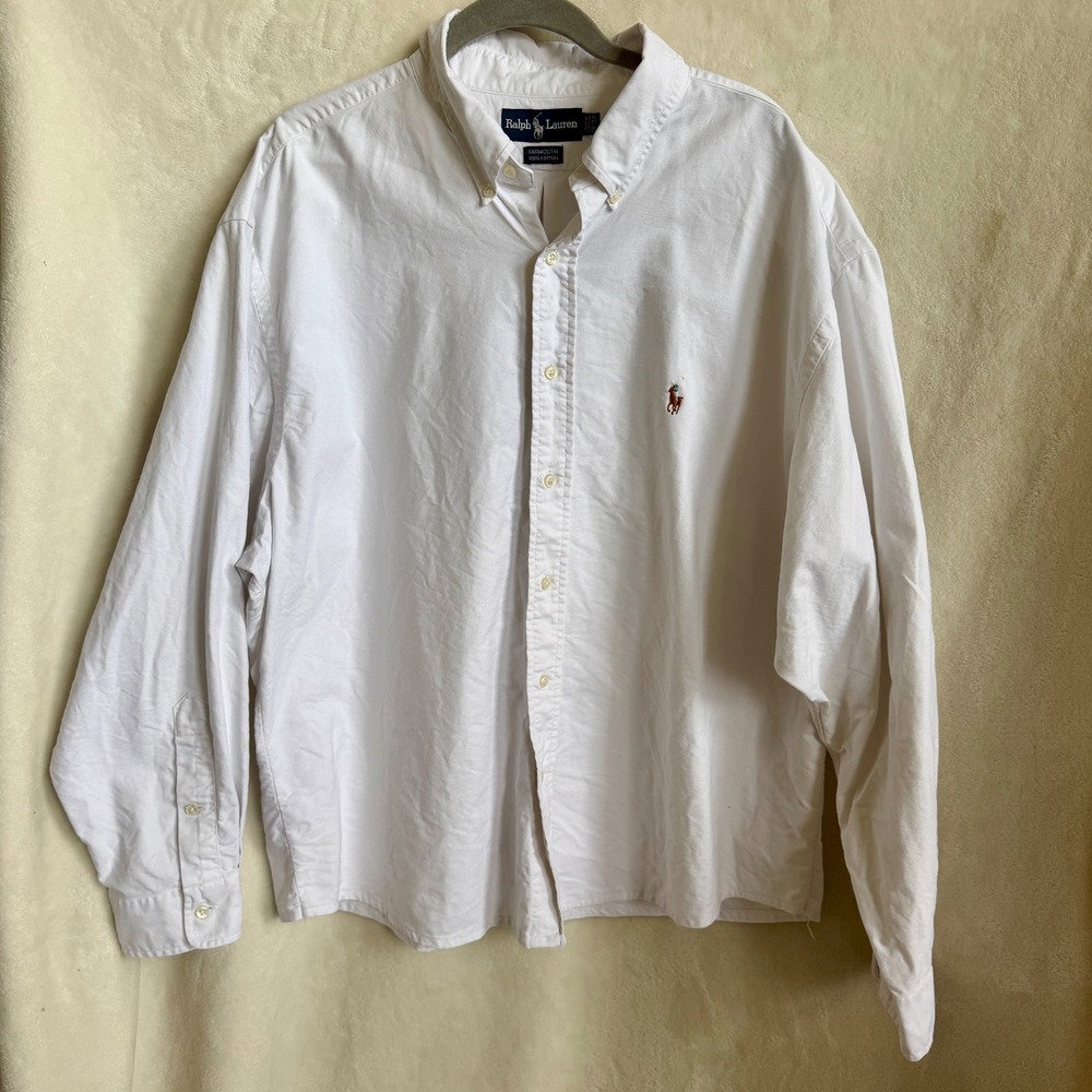 Ralph Lauren Yarmouth White Oxford Button Down Shirt Mens Size 18-34 Cotton